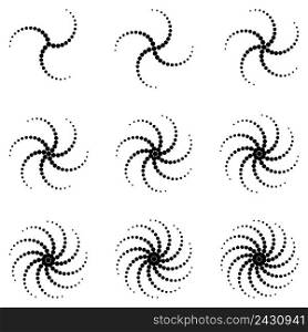set the propeller spiral pattern of dots circles, the effect of the rotation curve points, circles, vector tornado
