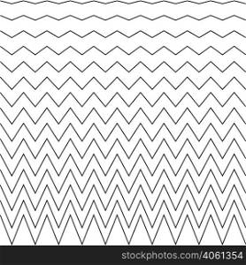 Set the zigzag with sharp angles, a wavy pattern with decreasing amplitude, vector for print or website design. Set the zigzag