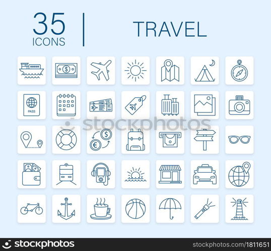 Set travel icon for web design. Business icon. Vector stock illustration. Set travel icon for web design. Business icon. Vector stock illustration.