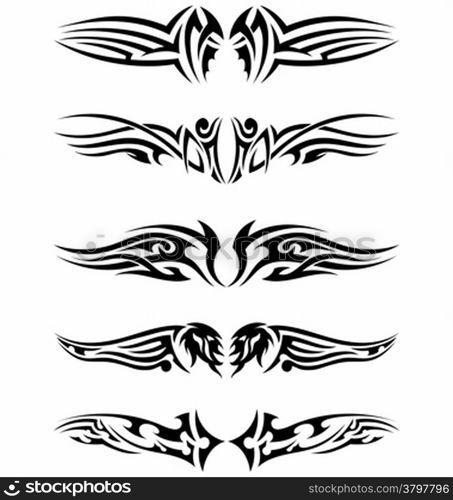 Set tribal tattoos. EPS 10 vector illustration without transparency.