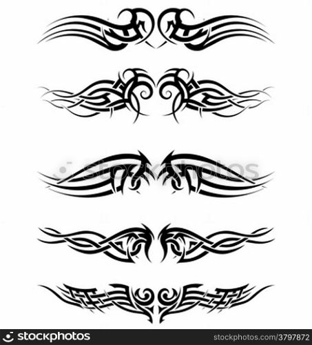 Set tribal tattoos. EPS 10 vector illustration without transparency.