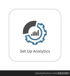Set Up Analytics Icon. Flat Design.. Set Up Analytics Icon. Business and Finance. Isolated Illustration. Circle Diagram with Gear.