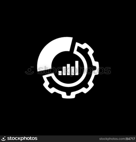 Set Up Analytics Icon. Flat Design.. Set Up Analytics Icon. Business and Finance. Isolated Illustration. Circle Diagram with Gear.