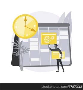 Set up daily schedule abstract concept vector illustration. Quarantine daily routine, schedule your day staying home, self-organization during pandemic, set up study calendar abstract metaphor.. Set up daily schedule abstract concept vector illustration.