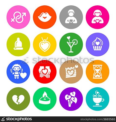Set valentine&acute;s day buttons, love romantic symbols