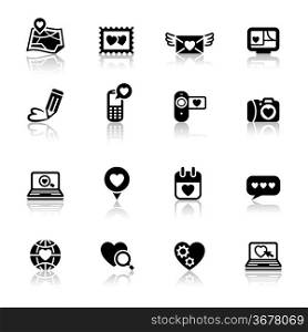 Set valentine&acute;s day icons, love on the Internet signs