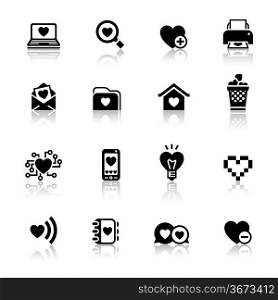 Set valentine&acute;s day icons, love on the Internet symbols