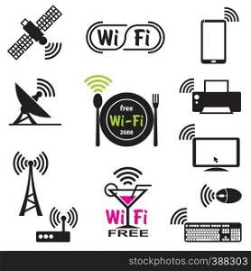 set vector icons for wifi technology and wireless communications