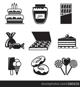 set vector icons of confection and chocolate