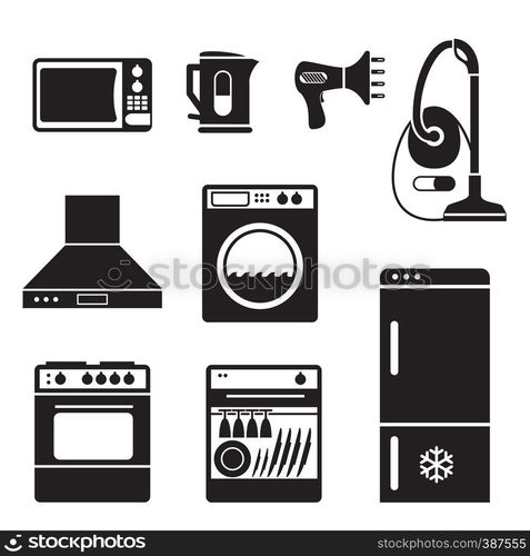 set vector icons of electric household and home appliances