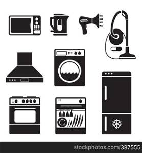 set vector icons of electric household and home appliances