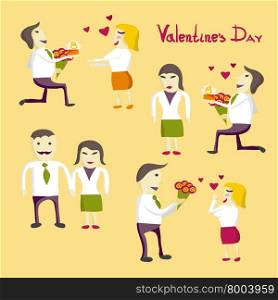 Set vector illustration isolated on the theme of Valentine&rsquo;s day in the office