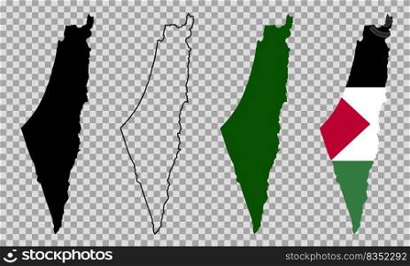 Set vector map flag of palestine isolated on white background. Vector illustration