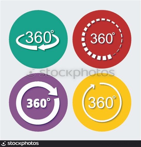 set vector of 360 degrees view sign icon