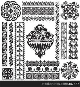 set vector pattern for classic floral ornament