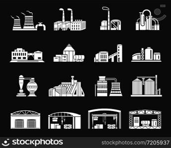 set vector white isolated on grey background . Factory and production buildings