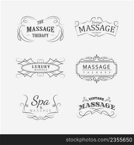 Set vintage massage spa therapy logo vector illustration
