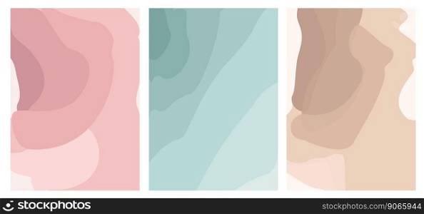 Set watercolor abstract background with pink, blue and brown colors