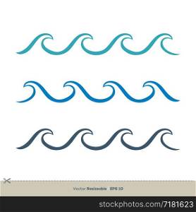 set Wave Water Vector Logo Template Illustration Design. Vector EPS 10.