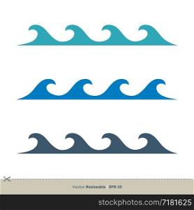 set Wave Water Vector Logo Template Illustration Design. Vector EPS 10.