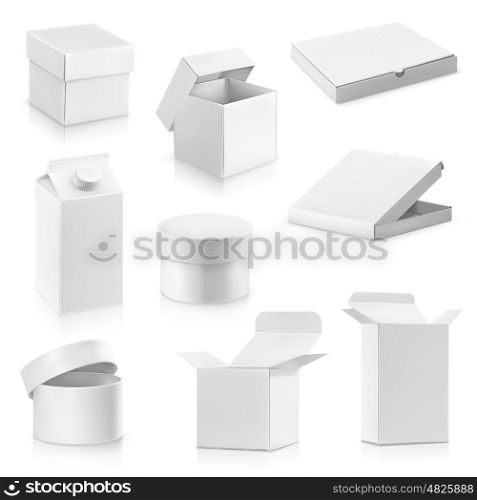 Set white cardboard boxes vector