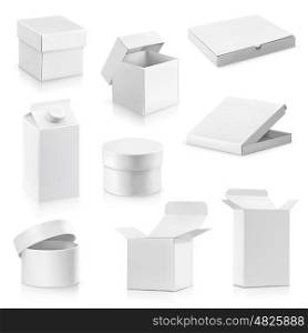 Set white cardboard boxes vector