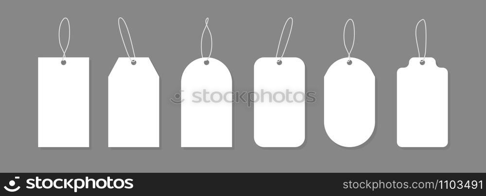 set white paper price tags in flat style, vector illustration. set white paper price tags in flat style, vector