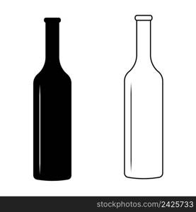 set wine bottle with glare of light vector sign icon wine bottle simple design