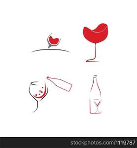 Set Wine icon Vector Illustration design Logo template