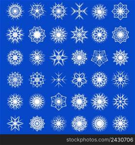 Set winter snowflakes, decorations Snowfall Christmas and new year, vector winter snow pattern mandala snowflakes, for design Christmas new year holiday