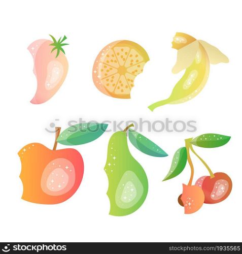 Set with bitten fruit and berries