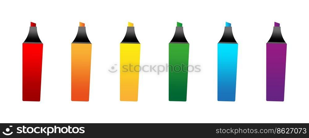 set with colored markers. Colored markers in line art style. Vector illustration. stock image. EPS 10.. set with colored markers. Colored markers in line art style. Vector illustration. stock image. 