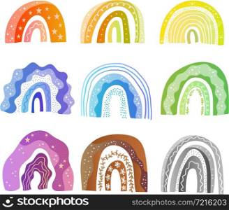 Set with colourful rainbow