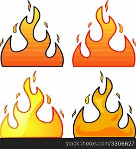 Set with four different styles of flame illustrations
