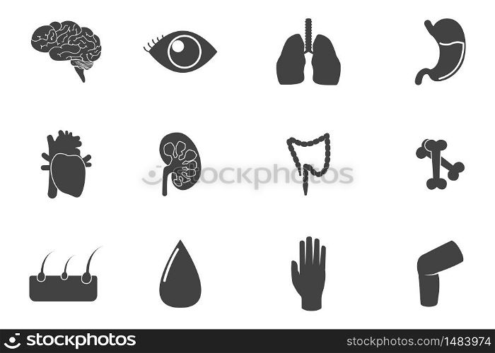 Set with icons of human organs. Health and medical concept. Vector illustration