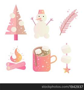 Set with pink winter elements