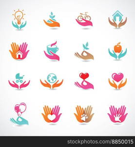 Set with signs of love and care vector image