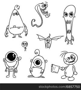 Set02 of cartoon vector doodle monsters
