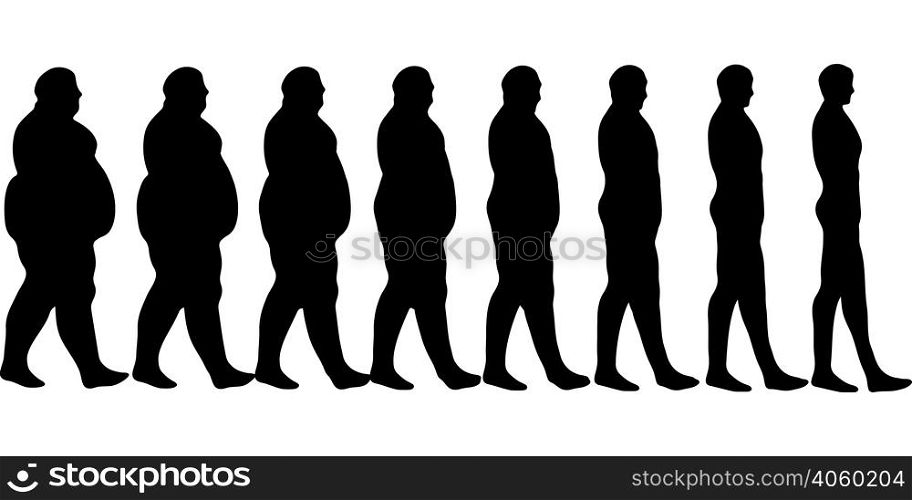 Seth is losing weight men, the concept of a healthy lifestyle, calendar template for weight loss, vector