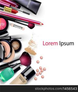 Sets of cosmetics on isolated background.vector