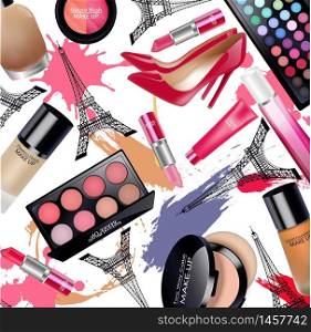 Sets of cosmetics on white background.vector