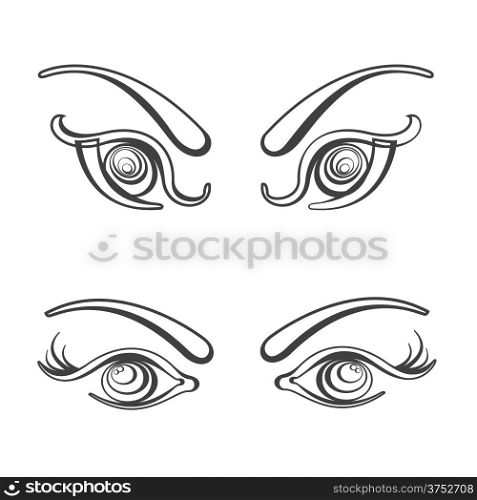 Sets of female eyes vector illustration. Fully editable eps 8 file