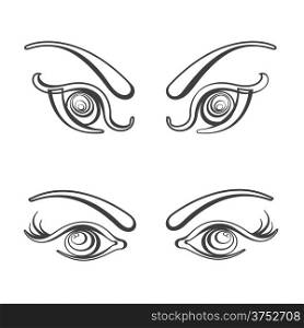 Sets of female eyes vector illustration. Fully editable eps 8 file