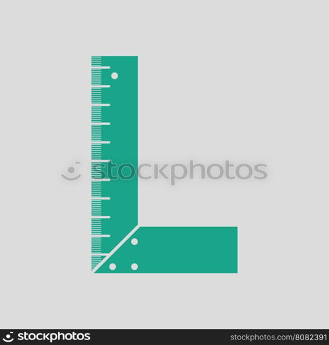 Setsquare icon. Gray background with green. Vector illustration.