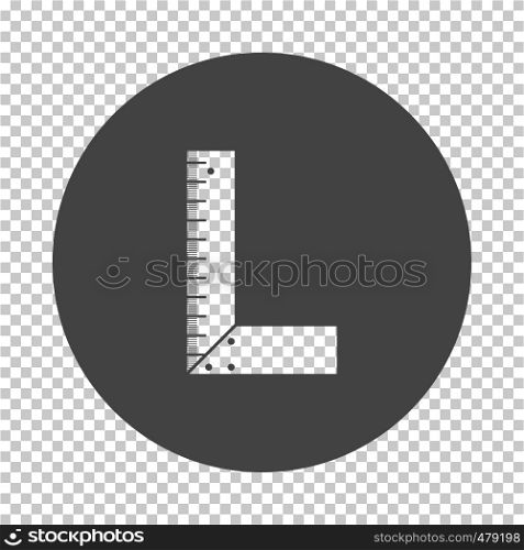 Setsquare icon. Subtract stencil design on tranparency grid. Vector illustration.