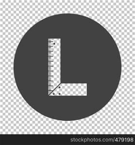 Setsquare icon. Subtract stencil design on tranparency grid. Vector illustration.