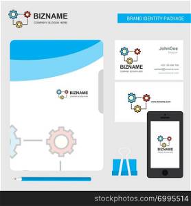 Setting Business Logo, File Cover Visiting Card and Mobile App Design. Vector Illustration