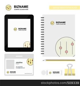 Setting Business Logo, Tab App, Diary PVC Employee Card and USB Brand Stationary Package Design Vector Template