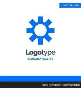 Setting, Cog, Gear Blue Solid Logo Template. Place for Tagline