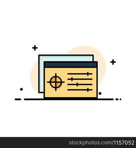 Setting, Controller, Target, Object Business Flat Line Filled Icon Vector Banner Template